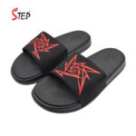 Step VILLERS men's slide sandal in red - pair front view - Sandal n Shoe - Trade